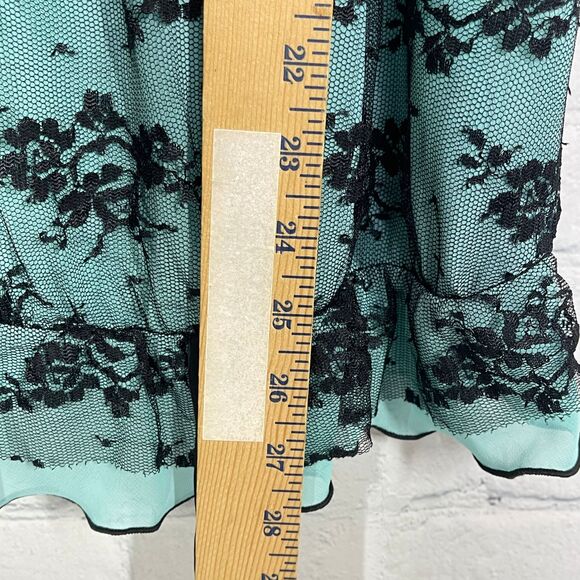 VTG Top Women XL Mesh Green Black Sheer w/ Skulks Whimsygoth Punk Vampire Goth - Picture 9 of 10